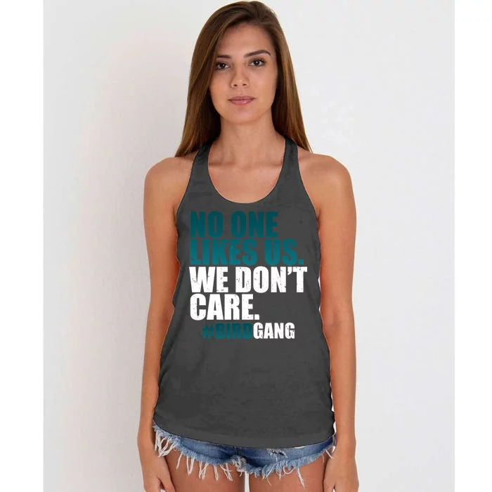 We Don't Care Birdgang Philadelphia Football Women's Knotted Racerback Tank