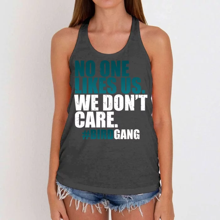 We Don't Care Birdgang Philadelphia Football Women's Knotted Racerback Tank