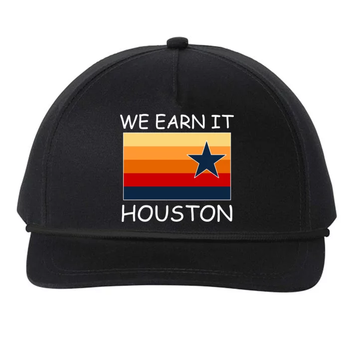 We Earn It Houston Texas Star Flag Snapback Five-Panel Rope Hat