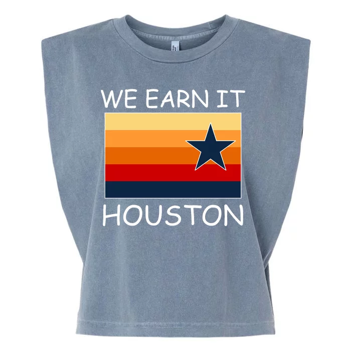 We Earn It Houston Texas Star Flag Garment-Dyed Women's Muscle Tee