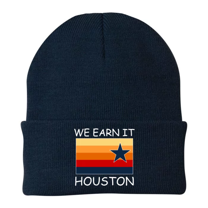 We Earn It Houston Texas Star Flag Knit Cap Winter Beanie