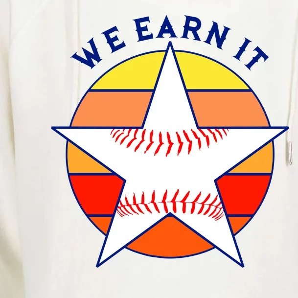 We Earn It Houston Throwback Baseball Star Womens Funnel Neck Pullover Hood