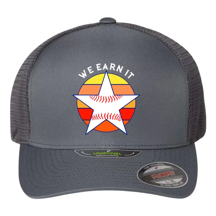 We Earn It Houston Throwback Baseball Star Flexfit Unipanel Trucker Cap