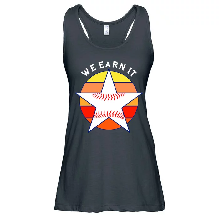 We Earn It Houston Throwback Baseball Star Ladies Essential Flowy Tank