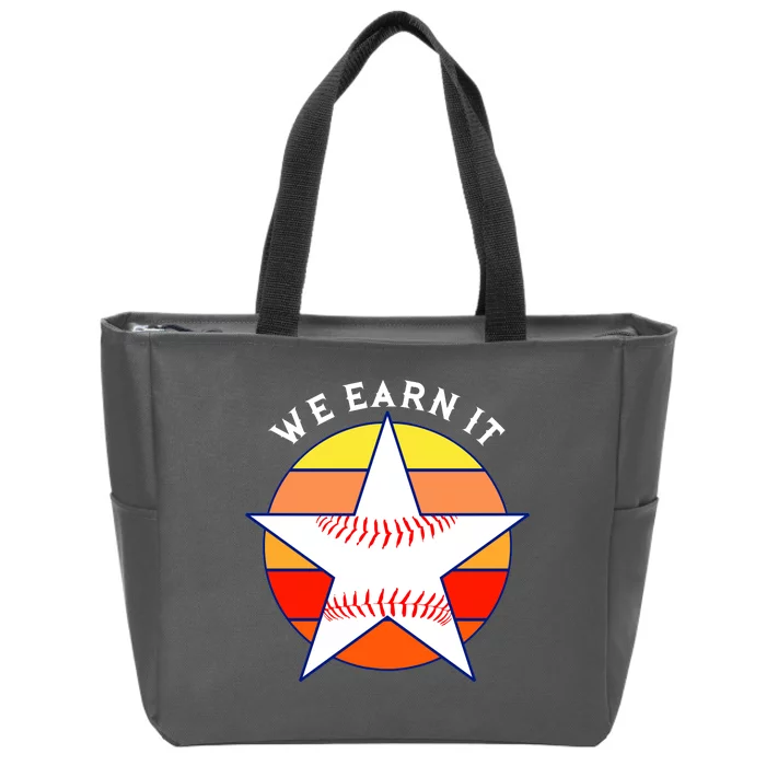 We Earn It Houston Throwback Baseball Star Zip Tote Bag