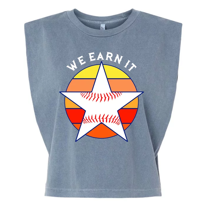 We Earn It Houston Throwback Baseball Star Garment-Dyed Women's Muscle Tee