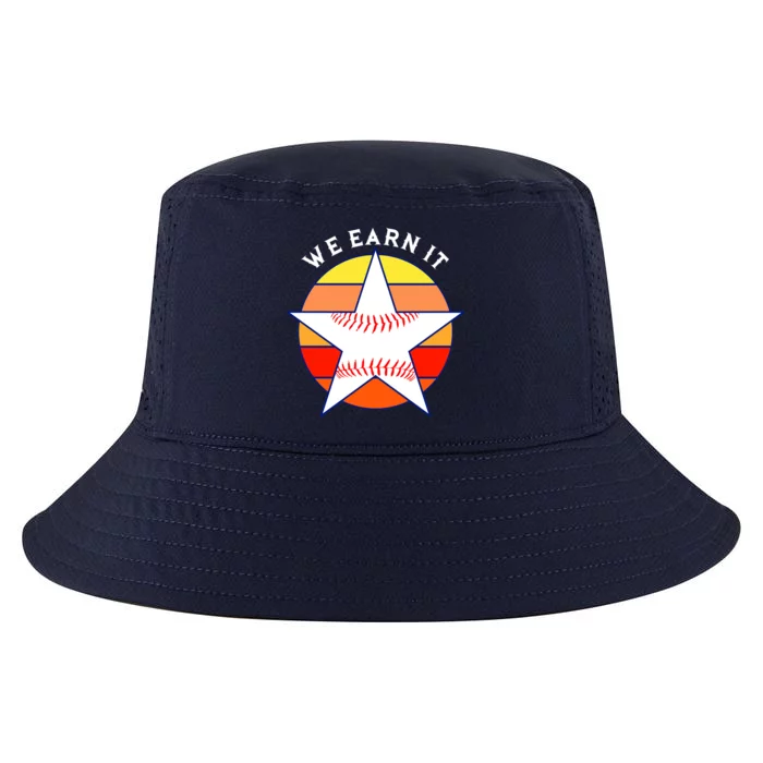 We Earn It Houston Throwback Baseball Star Cool Comfort Performance Bucket Hat