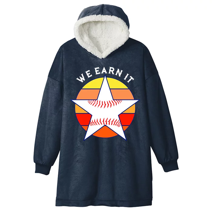 We Earn It Houston Throwback Baseball Star Hooded Wearable Blanket