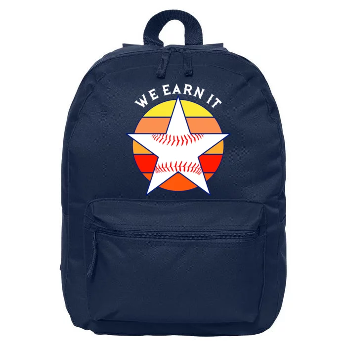 We Earn It Houston Throwback Baseball Star 16 in Basic Backpack