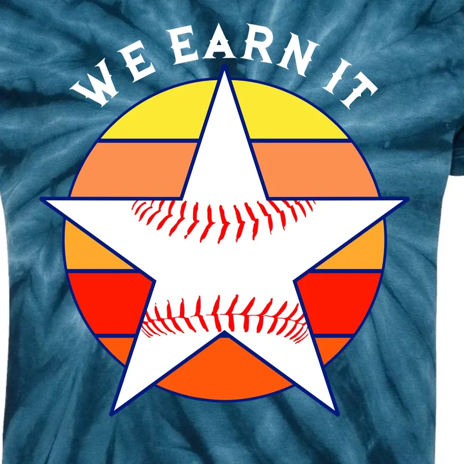 We Earn It Houston Throwback Baseball Star Kids Tie-Dye T-Shirt