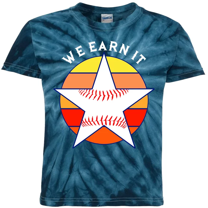 We Earn It Houston Throwback Baseball Star Kids Tie-Dye T-Shirt