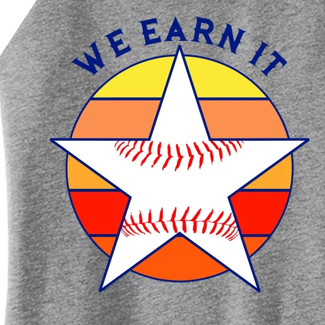 We Earn It Houston Throwback Baseball Star Women’s Perfect Tri Rocker Tank