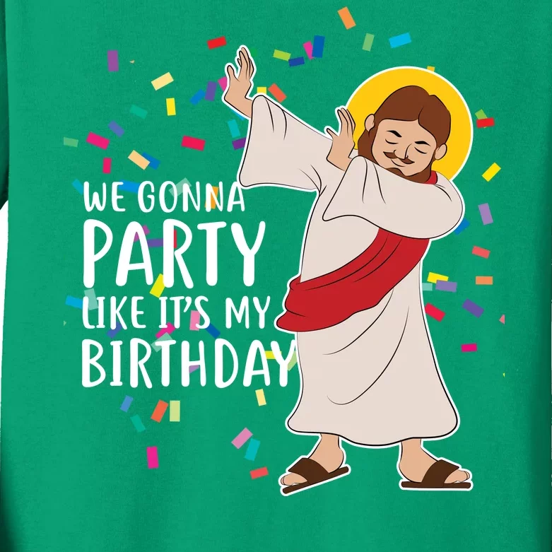 We Gonna Party Like It's My Birthday Dabbing Jesus Kids Long Sleeve Shirt