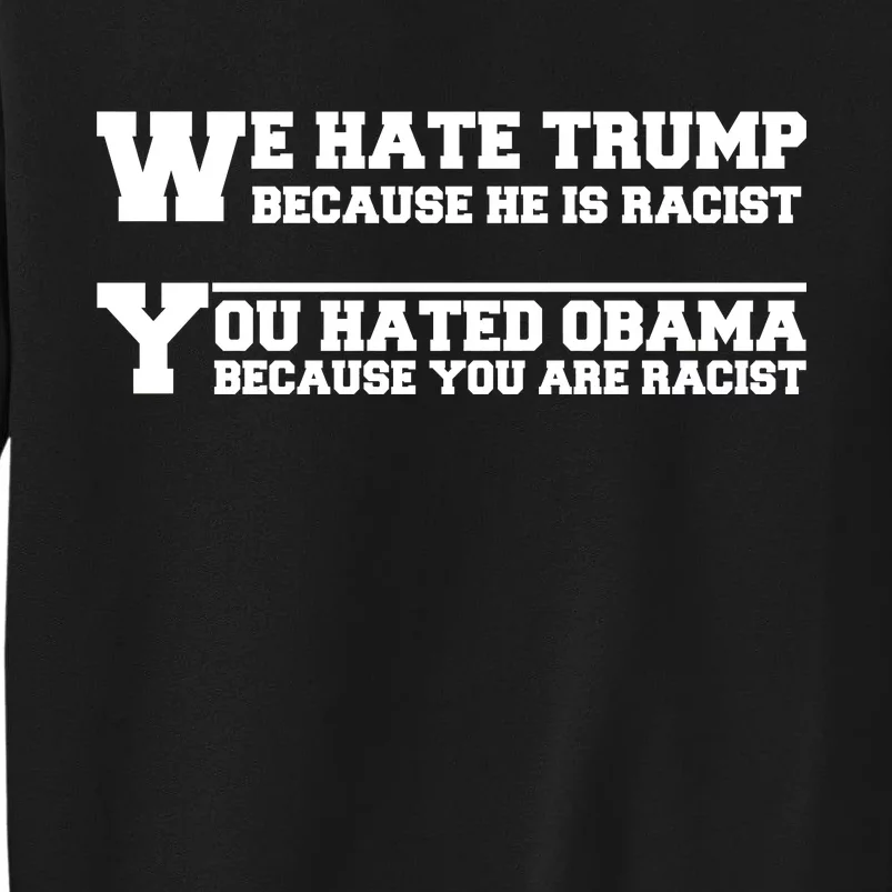 We Hate Trump Because He is Racist. You Hated Obama Because You Are Racist Sweatshirt