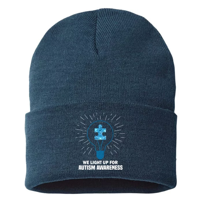 We Light It Up For Autism Awareness Sustainable Knit Beanie