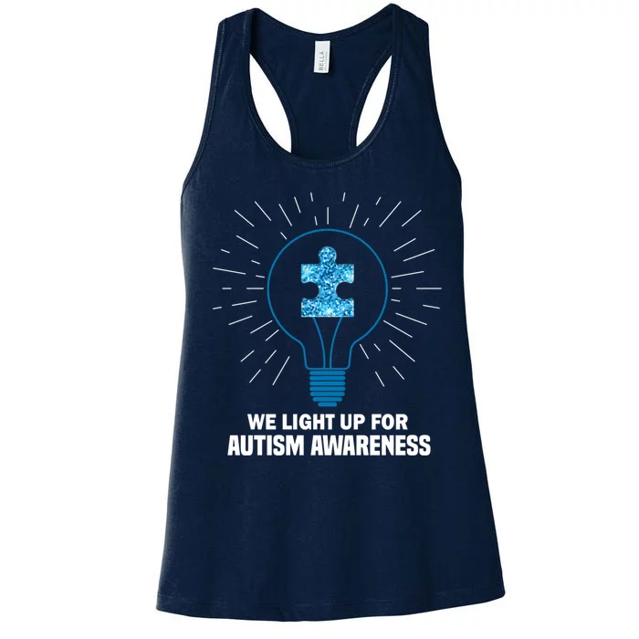 We Light It Up For Autism Awareness Women's Racerback Tank