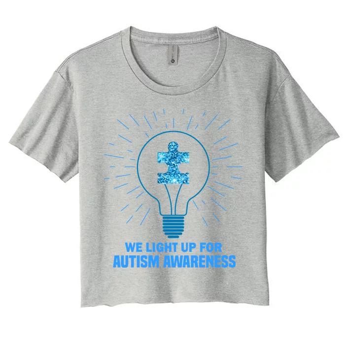 We Light It Up For Autism Awareness Women's Crop Top Tee