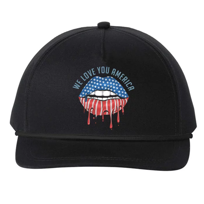 We Love You America Lips Snapback Five-Panel Rope Hat