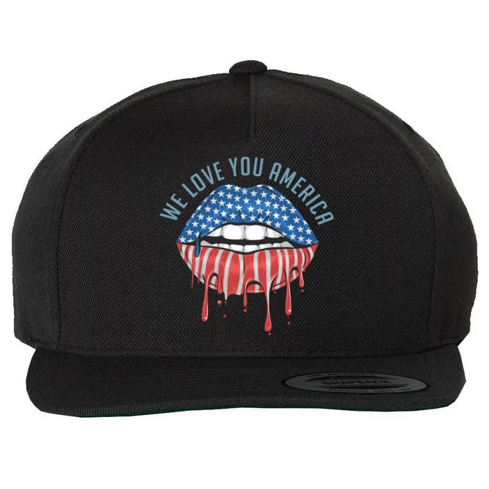 We Love You America Lips Wool Snapback Cap