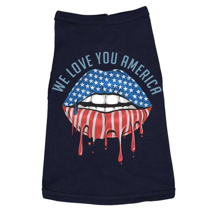 We Love You America Lips Doggie Tank