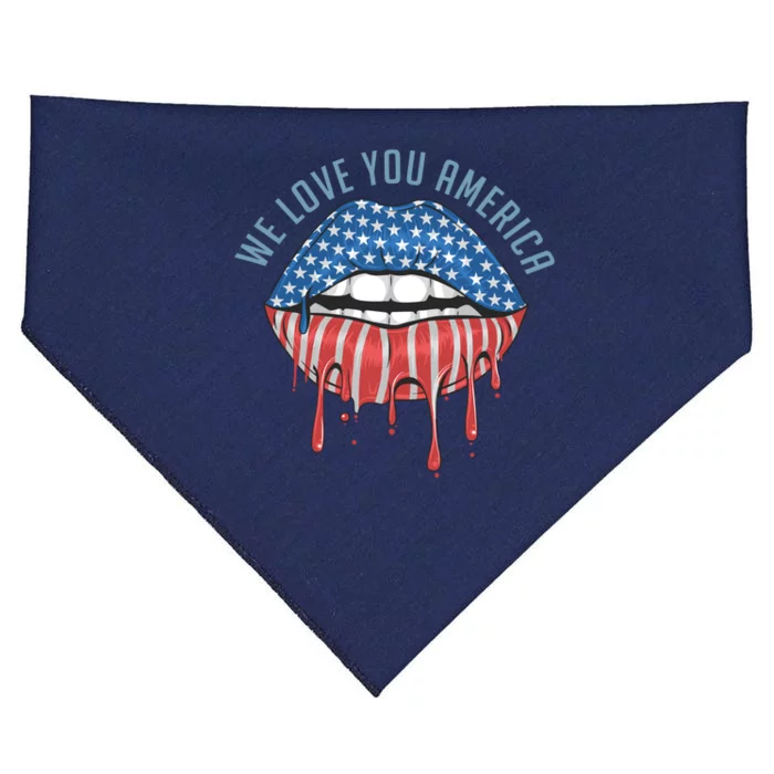 We Love You America Lips USA-Made Doggie Bandana