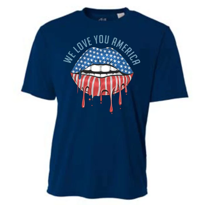 We Love You America Lips Cooling Performance Crew T-Shirt