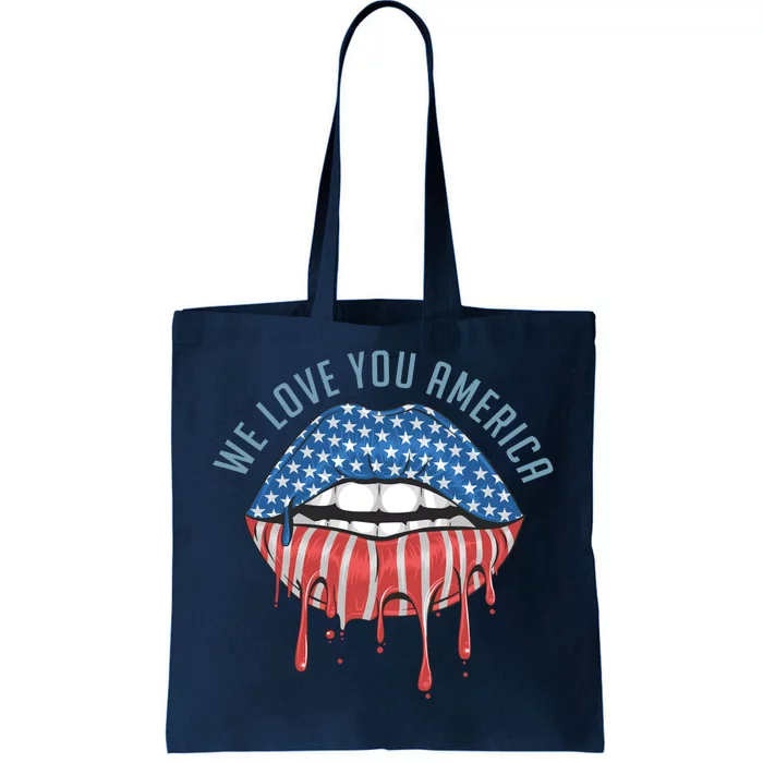 We Love You America Lips Tote Bag