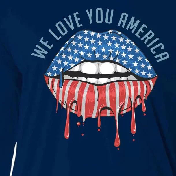 We Love You America Lips Cooling Performance Long Sleeve Crew