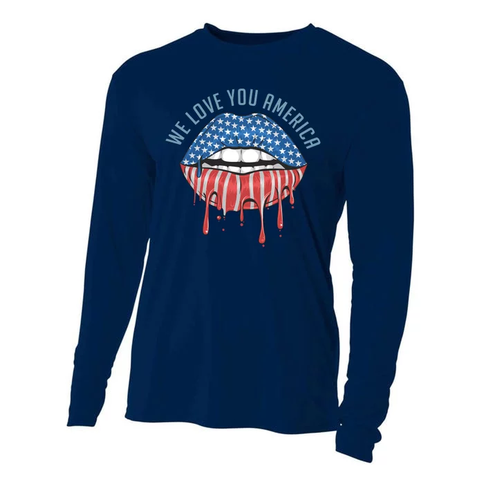 We Love You America Lips Cooling Performance Long Sleeve Crew