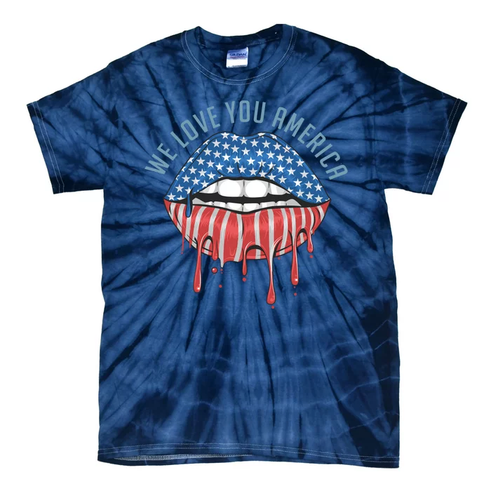 We Love You America Lips Tie-Dye T-Shirt