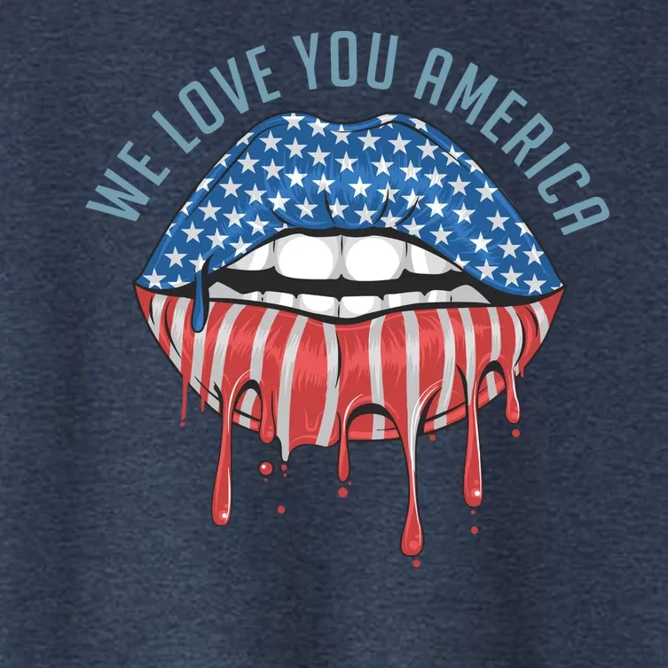 We Love You America Lips Women's Crop Top Tee