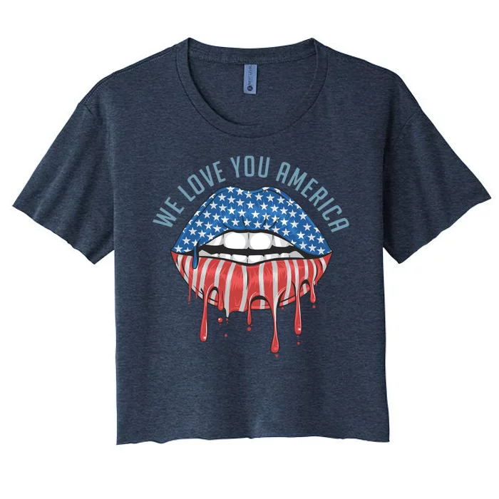 We Love You America Lips Women's Crop Top Tee