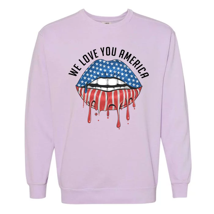 We Love You America Lips Garment-Dyed Sweatshirt