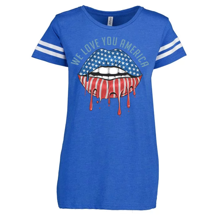 We Love You America Lips Enza Ladies Jersey Football T-Shirt