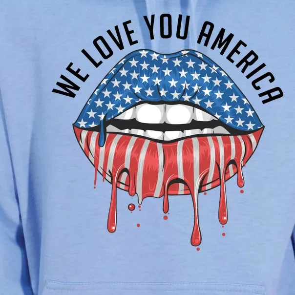 We Love You America Lips Unisex Surf Hoodie