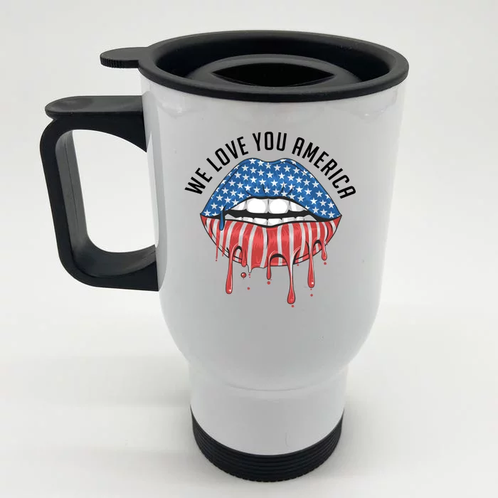 We Love You America Lips Front & Back Stainless Steel Travel Mug