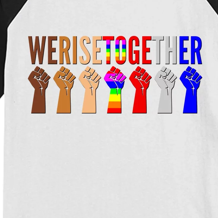 We Rise Together Unity Protest Support Kids Colorblock Raglan Jersey