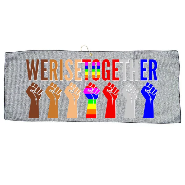 We Rise Together Unity Protest Support Large Microfiber Waffle Golf Towel