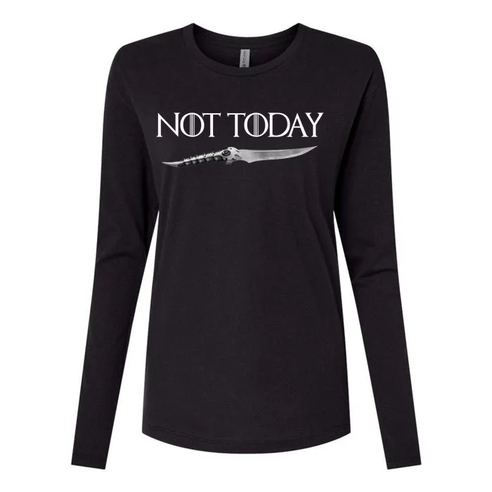 We Say Not Today God of Death Dagger Womens Cotton Relaxed Long Sleeve T-Shirt