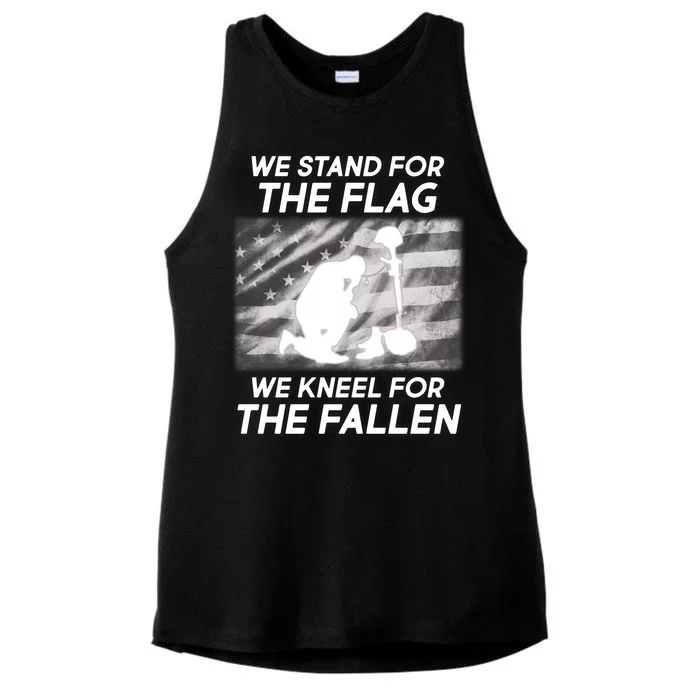 We Stand For The Flag We Kneel For The Fallen Ladies Tri-Blend Wicking Tank