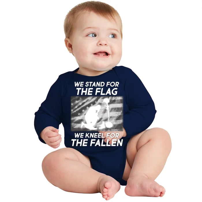 We Stand For The Flag We Kneel For The Fallen Baby Long Sleeve Bodysuit