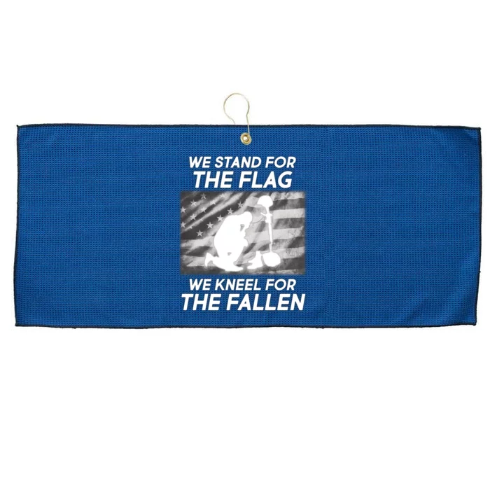 We Stand For The Flag We Kneel For The Fallen Large Microfiber Waffle Golf Towel