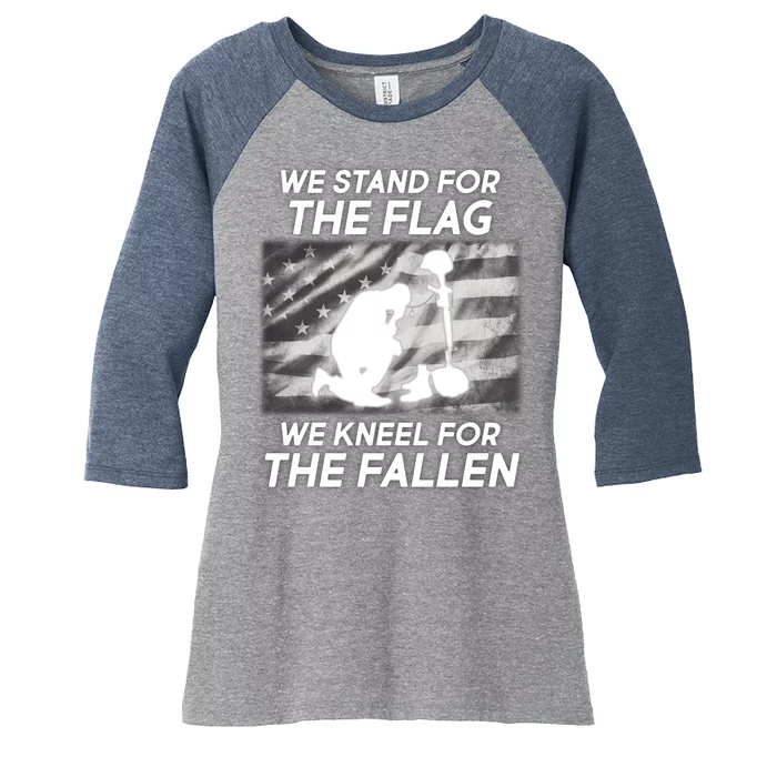 We Stand For The Flag We Kneel For The Fallen Women's Tri-Blend 3/4-Sleeve Raglan Shirt