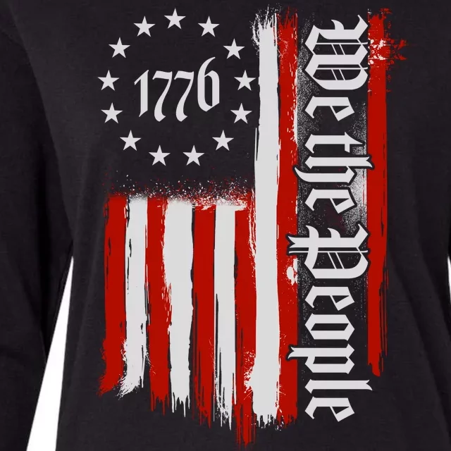 We The People 1776 Distressed USA American Flag Womens Cotton Relaxed Long Sleeve T-Shirt