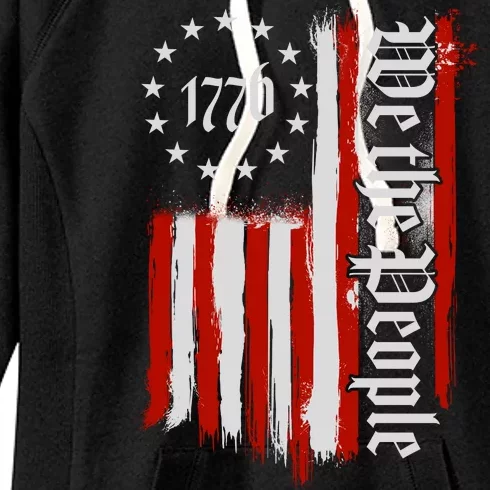 We The People 1776 Distressed USA American Flag Women's Fleece Hoodie