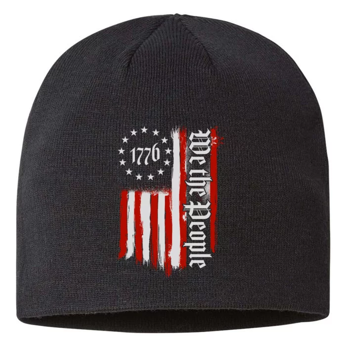 We The People 1776 Distressed USA American Flag 8 1/2in Sustainable Knit Beanie