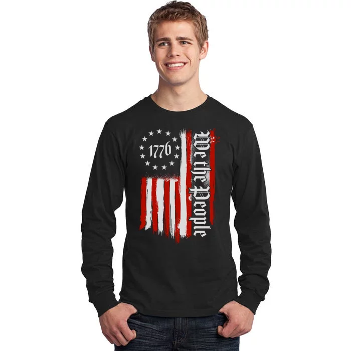 We The People 1776 Distressed USA American Flag Tall Long Sleeve T-Shirt