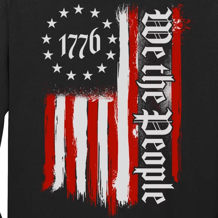 We The People 1776 Distressed USA American Flag Tall Long Sleeve T-Shirt