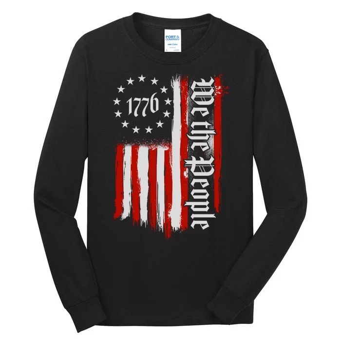 We The People 1776 Distressed USA American Flag Tall Long Sleeve T-Shirt