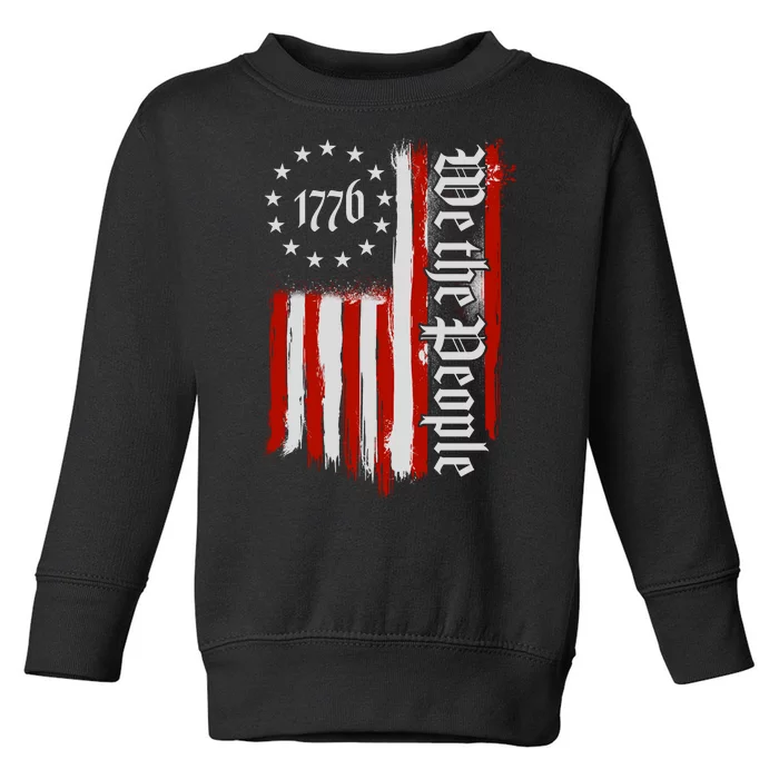 We The People 1776 Distressed USA American Flag Toddler Sweatshirt